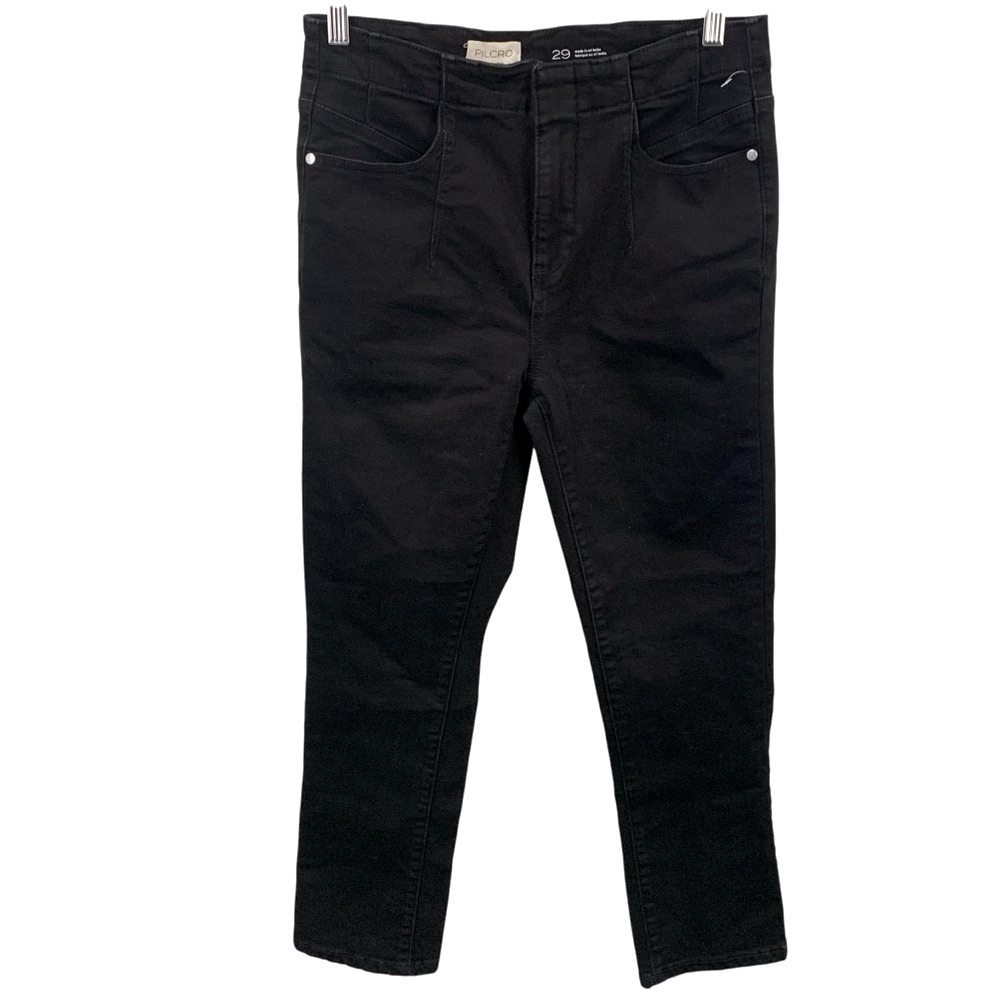 Pilcro sz 29 Black High Rise Black Stretch Denim Tapered Ankle Jeans Trousers